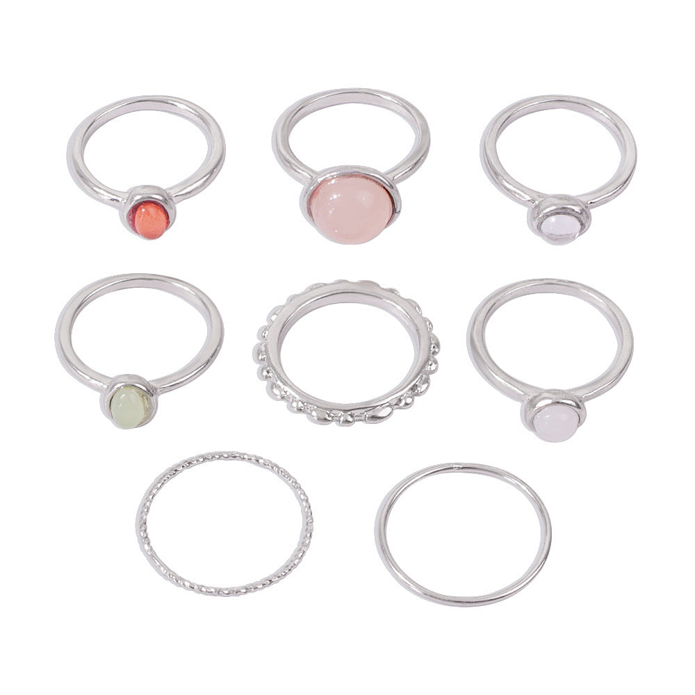 Celestia Charm Stackable Ring Set – 8-Piece Elegant Boho Mix