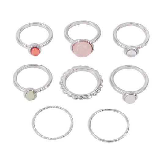 Celestia Charm Stackable Ring Set – 8-Piece Elegant Boho Mix