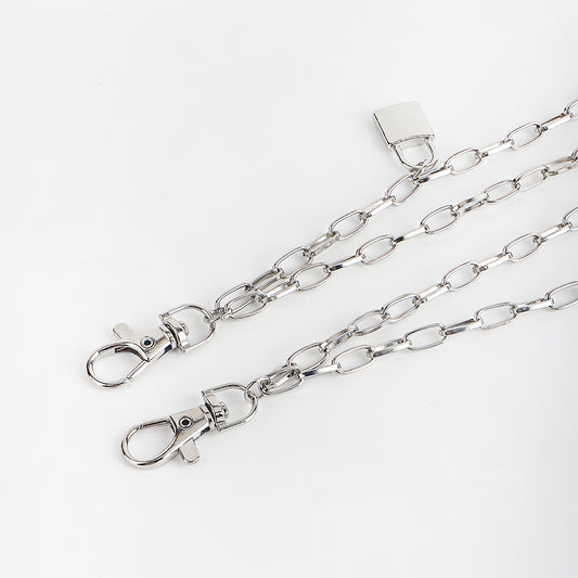 Double Metal Lockhead Chain Hip Hop Men And Women With Silver Punk Hollowed-out Chain Bundy Hip Hop Jeans Accessories