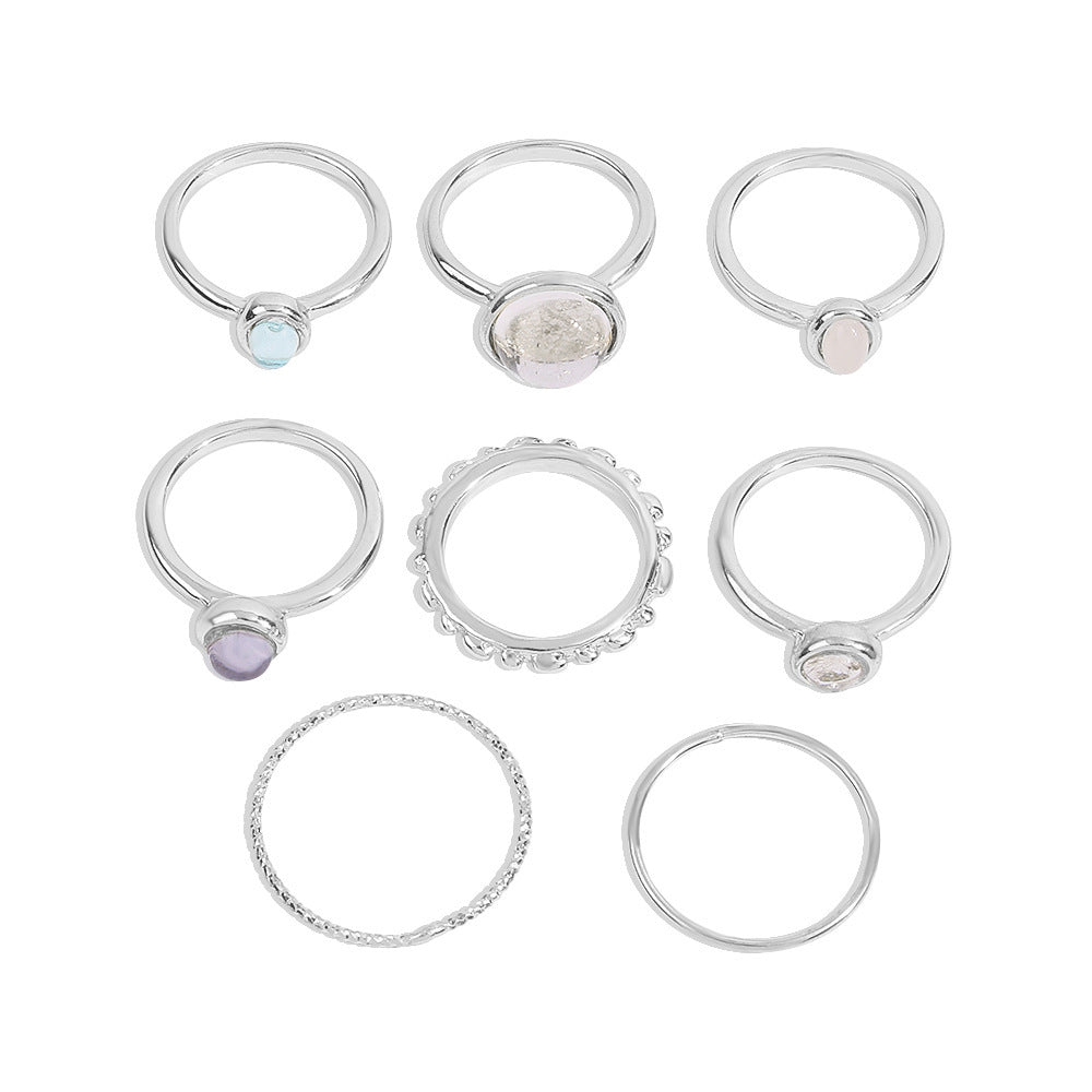 Celestia Charm Stackable Ring Set – 8-Piece Elegant Boho Mix