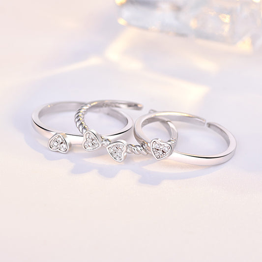Luxe Gleam Adjustable Ring Set – White Gold Plated