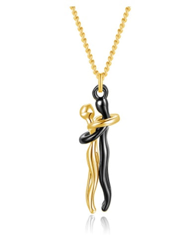 Embrace of Eternity™ – Artisan Dual-Tone Lovers' Pendant in Premium Metal Finish