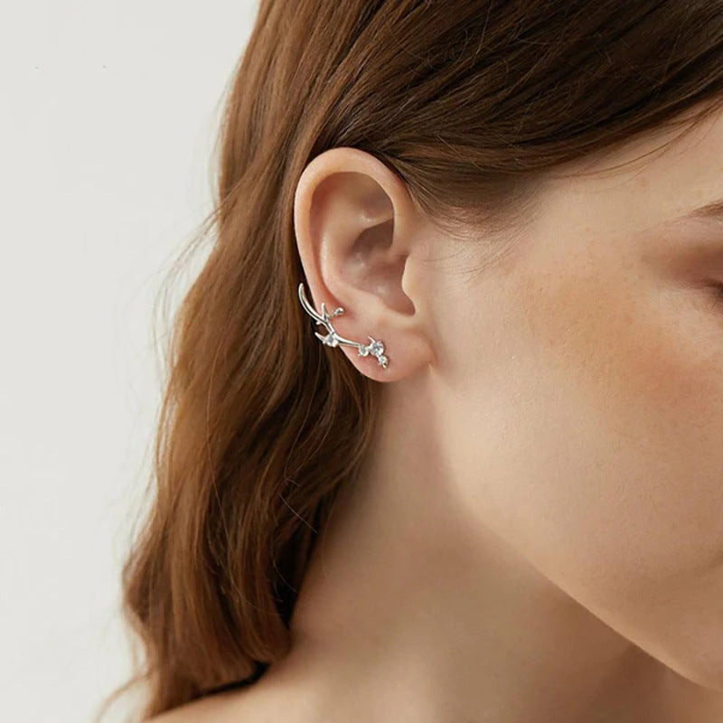 Stud Earrings Female Inlaid Zircon Personality Ornament